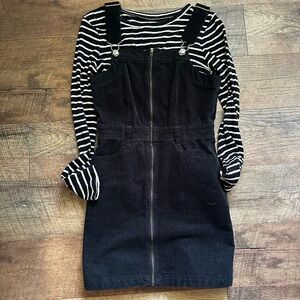 AE Corduroy Overall Dress w/Striped Shirt